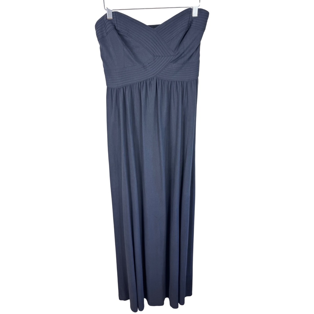 Kimchi Blue Womens Strapless Sweetheart Maxi Dress Gray Pleated Bodice Large